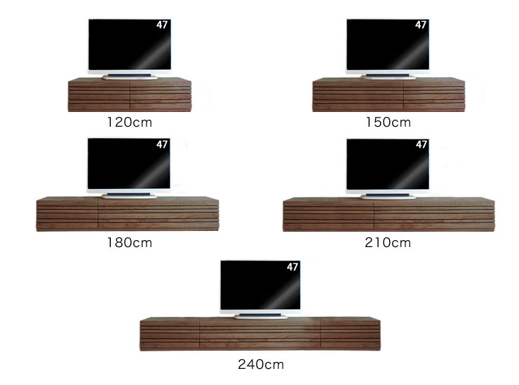 テレビ台選びのポイント、テレビ台の幅とテレビの大きさの比較